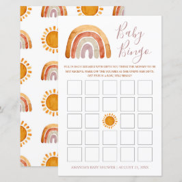 Personlig Watercolor Boho Rainbow Baby Bingo