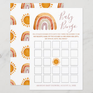 Personlig Watercolor Boho Rainbow Baby Bingo