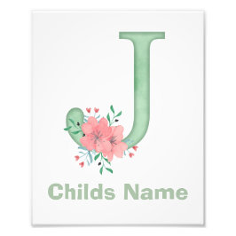 Personlig Watercolor Brev J Photo Print Fototryck