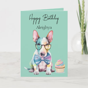 Personlig Watercolor British Bull Terrier Card Kort