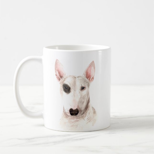 Personlig Watercolor Bull Terrier Kaffemugg (Vänster)