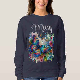 Personlig Watercolor Butterfly Blommigt Flowers T Shirt