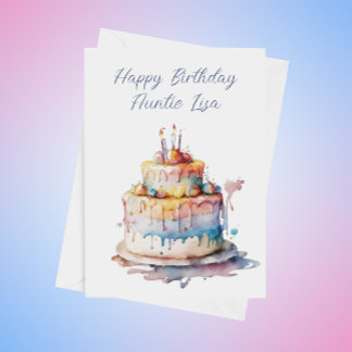 Personlig Watercolor Cake Moster Birthday Helgkort