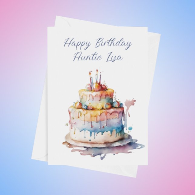 Personlig Watercolor Cake Moster Birthday Helgkort (Skapare uppladdad)