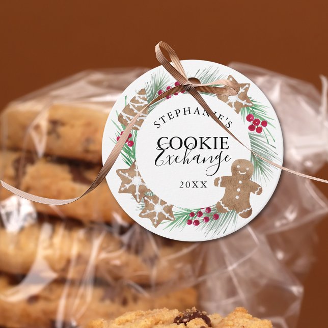 Personlig Watercolor Cookie Exchange Gåvor Etiketter (Skapare uppladdad)