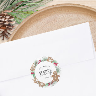 Personlig Watercolor Cookie Exchange Runt Klistermärke