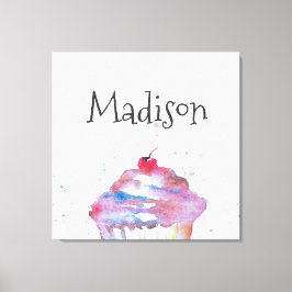 Personlig Watercolor Cupcoa Splatter Nursery Canvastryck