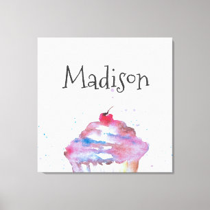 Personlig Watercolor Cupcoa Splatter Nursery Canvastryck