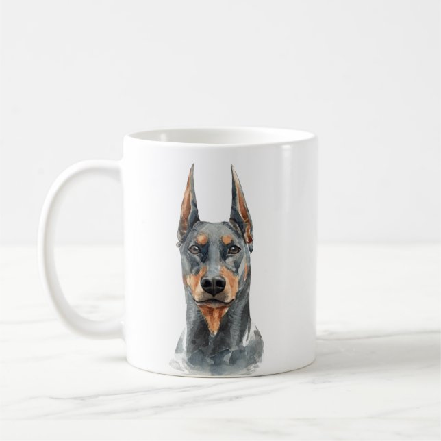 Personlig Watercolor Doberman Kaffemugg (Vänster)