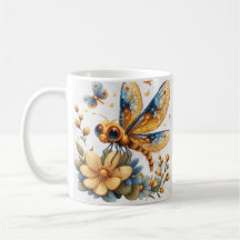 Personlig Watercolor Dragonfly Mugg