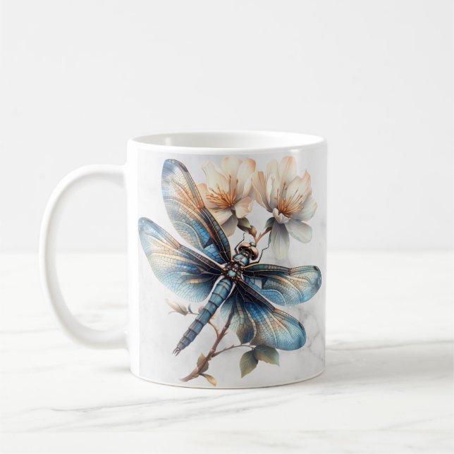 Personlig Watercolor Dragonfly Mugg (Vänster)