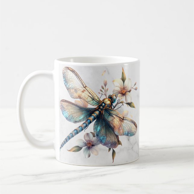 Personlig Watercolor Dragonfly Mugg (Vänster)