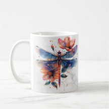 Personlig Watercolor Dragonfly Mugg