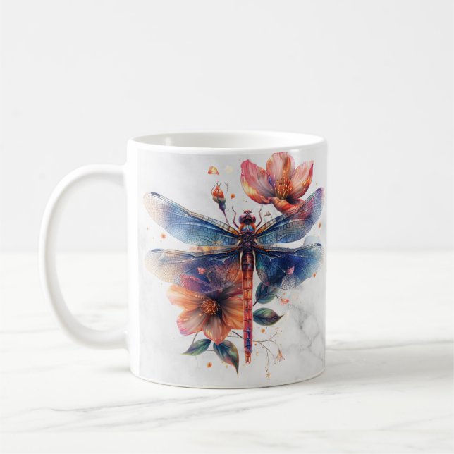 Personlig Watercolor Dragonfly Mugg (Vänster)