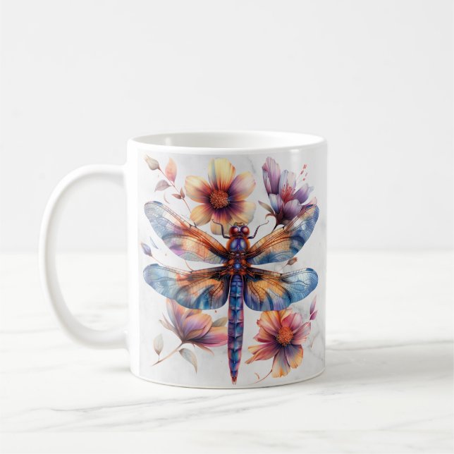 Personlig Watercolor Dragonfly Mugg (Vänster)