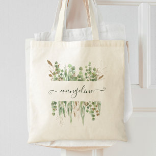 Personlig Watercolor Eucalyptus Greenery Söt Tygkasse