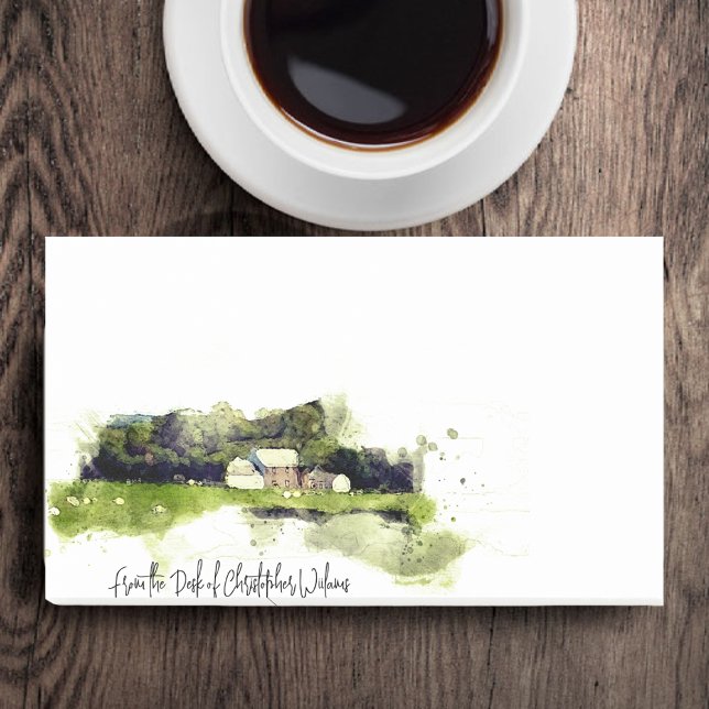 Personlig Watercolor Farmhouse Post-it Block (Skapare uppladdad)