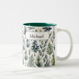Personlig Watercolor Fir Träd Forest Mugg