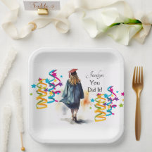 Personlig Watercolor Girl Student Party