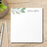 Personlig Watercolor Greenery Anteckningsblock<br><div class="desc">Det här botaniska anteckningsblocket är dekorerat med vattenfärgsgreer och snyggt-skripttypografi. Enkelt anpassade. Ursprunglig vattenfärg © Michele Davies.</div>