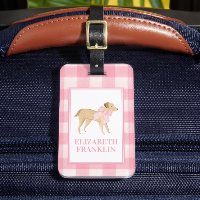 Personlig Watercolor Hund School Bag Märkre Bagagebricka (Framsida Insitu 2)