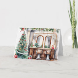 Personlig Watercolor Julafton Hair Salon Helgkort