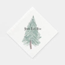 Personlig Watercolor Julgran Napkin