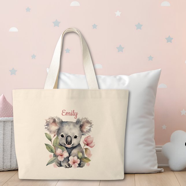 Personlig Watercolor Koala Bear Tote Bag Jumbo Tygkasse (Skapare uppladdad)