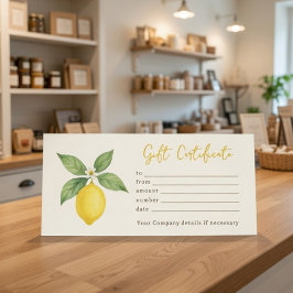 Personlig Watercolor Lemon Gift Certificate