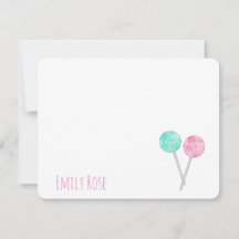Personlig Watercolor Lollipos Note Card