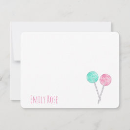 Personlig Watercolor Lollipos Note Card Anteckningskort