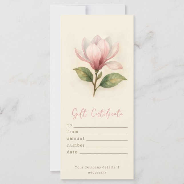 Personlig Watercolor Magnolia Gift Certificate (Framsida)