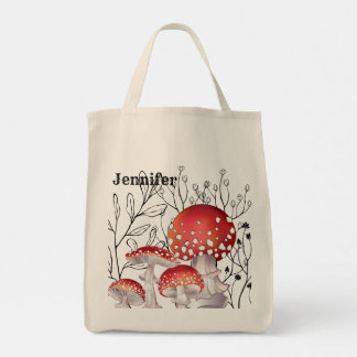 Personlig Watercolor Mushroom Tote Tygkasse