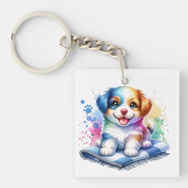 Personlig Watercolor Mutt Puppy Hund (Framsidan)