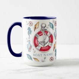 Personlig Watercolor Nautical Mugg