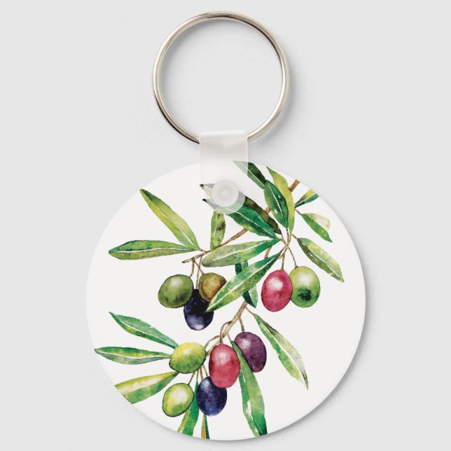 Personlig Watercolor Olive Gren Nyckelring (Framsida)