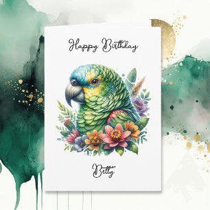Personlig Watercolor Parrot Birthday Kort