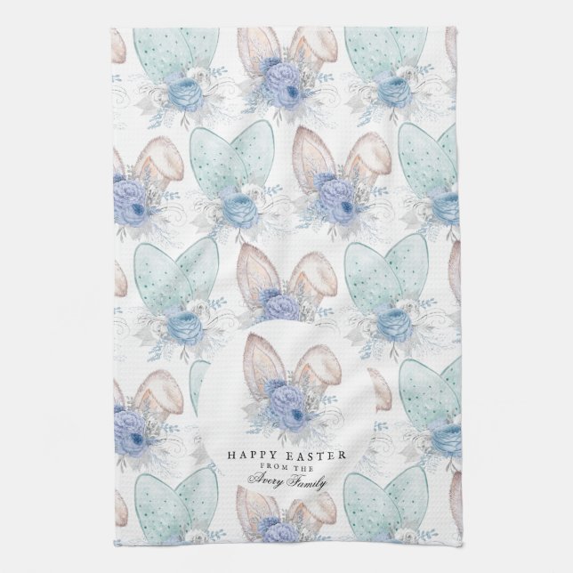 Personlig Watercolor Påskhare Öron Kökshandduk (Vertikal)