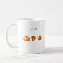 Personlig Watercolor Pumpkin, Löv, Acorn Kaffemugg
