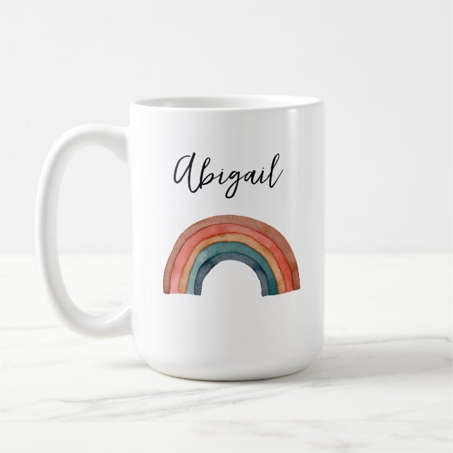 Personlig Watercolor Rainbow Mugg (Vänster)