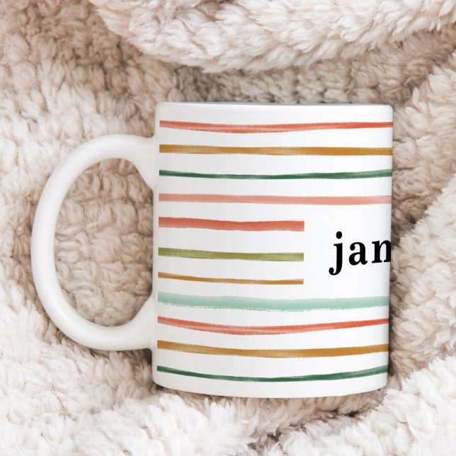 Personlig Watercolor Rand Kaffemugg (Personalized Watercolor Stripe Coffee Mug)