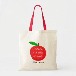 Personlig Watercolor Red Apple-lärare Tygkasse