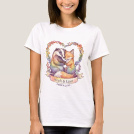 Personlig Watercolor Regnbåge Räv & Grävling Pride T Shirt