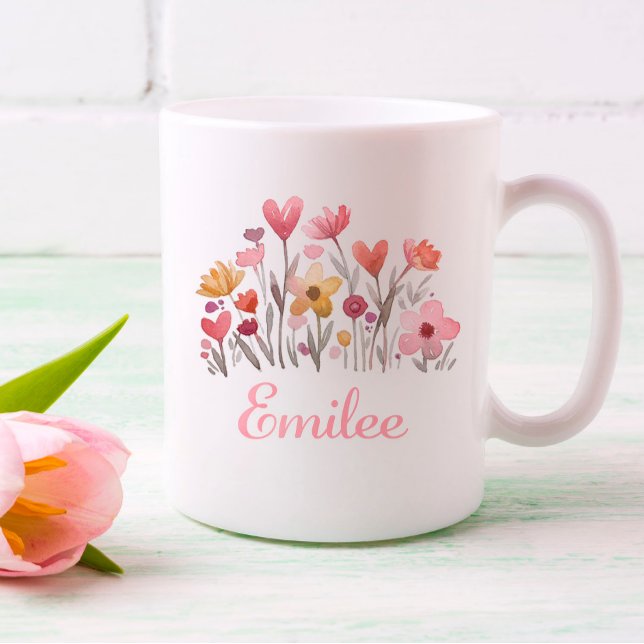 Personlig Watercolor Rosa Blommigt Mugg (Skapare uppladdad)