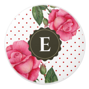 Personlig Watercolor Rosa ros Blommigt Monogram Knopp