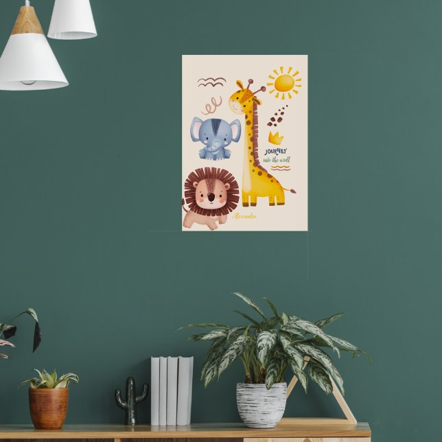 Personlig Watercolor Safari Animals Poster (Vardagsrum 1)