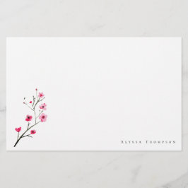 Personlig Watercolor Sakura Cherry Blommar Brevpapper