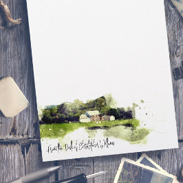 Personlig Watercolor Scottish Farmhouse Brevhuvud