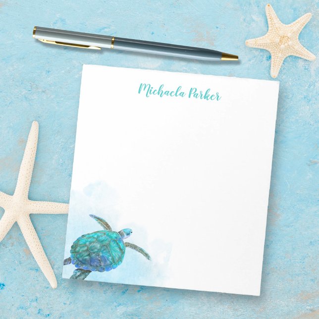 Personlig Watercolor Sea Turtle Stationery Anteckningsblock (Skapare uppladdad)