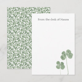 Personlig Watercolor Shamrock Klöver Tack Kort